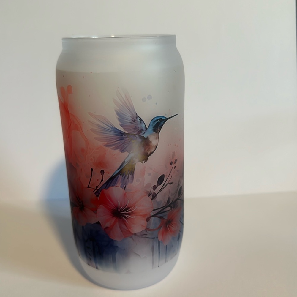 18 oz Glass Tumbler with Bamboo lid and straw
